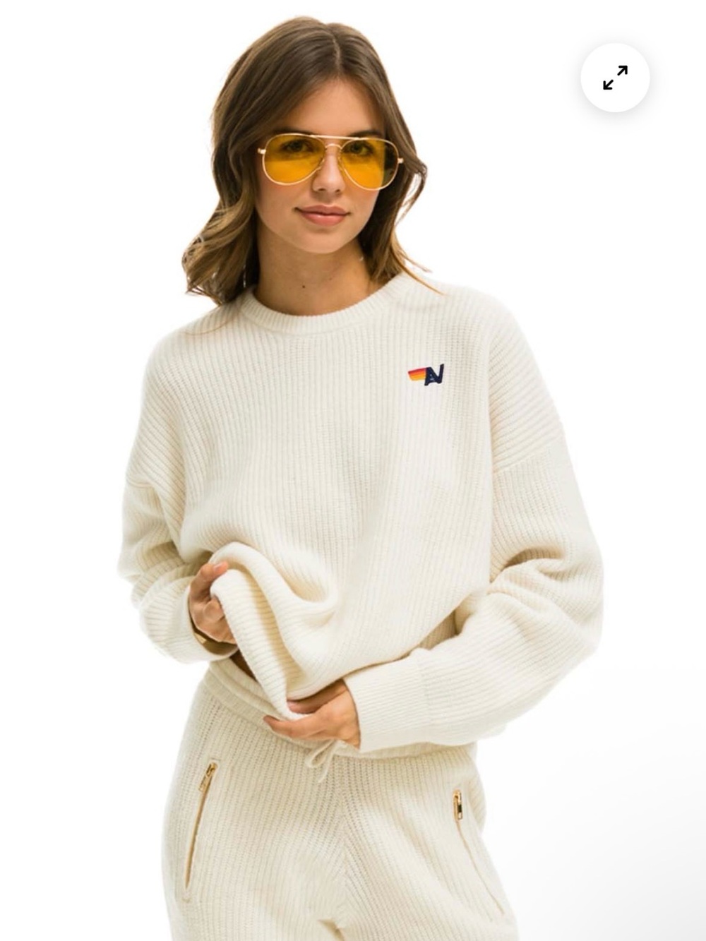 Aviator Nation VINTAGE CABIN UNISEX CASHMERE SWEATER -
VINTAGE WHITE